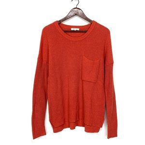 Madewell Dusty Orange Drop Sleeve Crewneck Sweater With Chest Pocket Size Medium